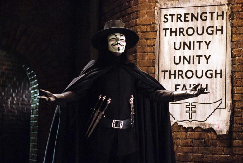 Una scena del film "V per Vendetta"